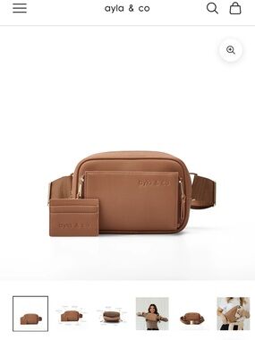 ayla & co Tan Leather Belt Bag with Matching Card Case